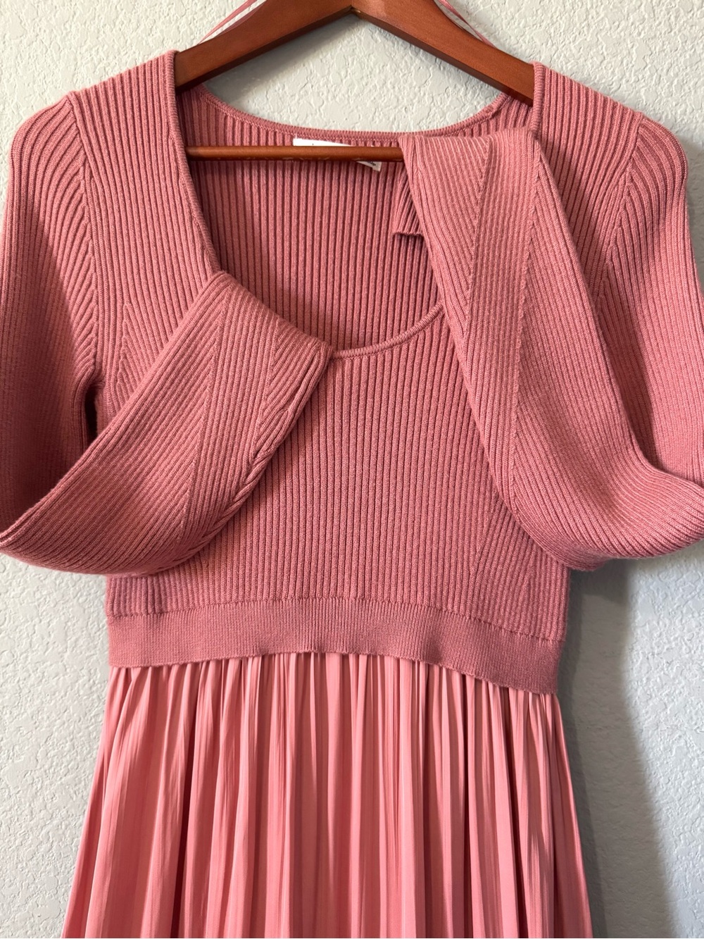 Anthropologie Thea Twofer Sweater Rib-Knit Maxi Dress in Dusty Rose - Picture 6 of 11